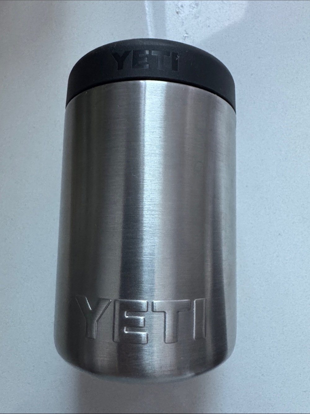 Yeti Stainless Steel Can Insulator with Black Top